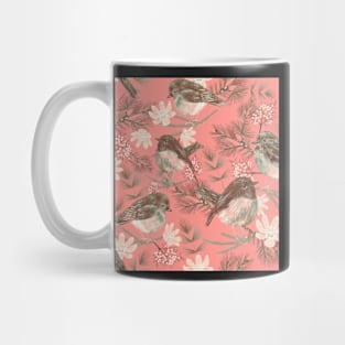 Vintage bird pattern with florals Mug